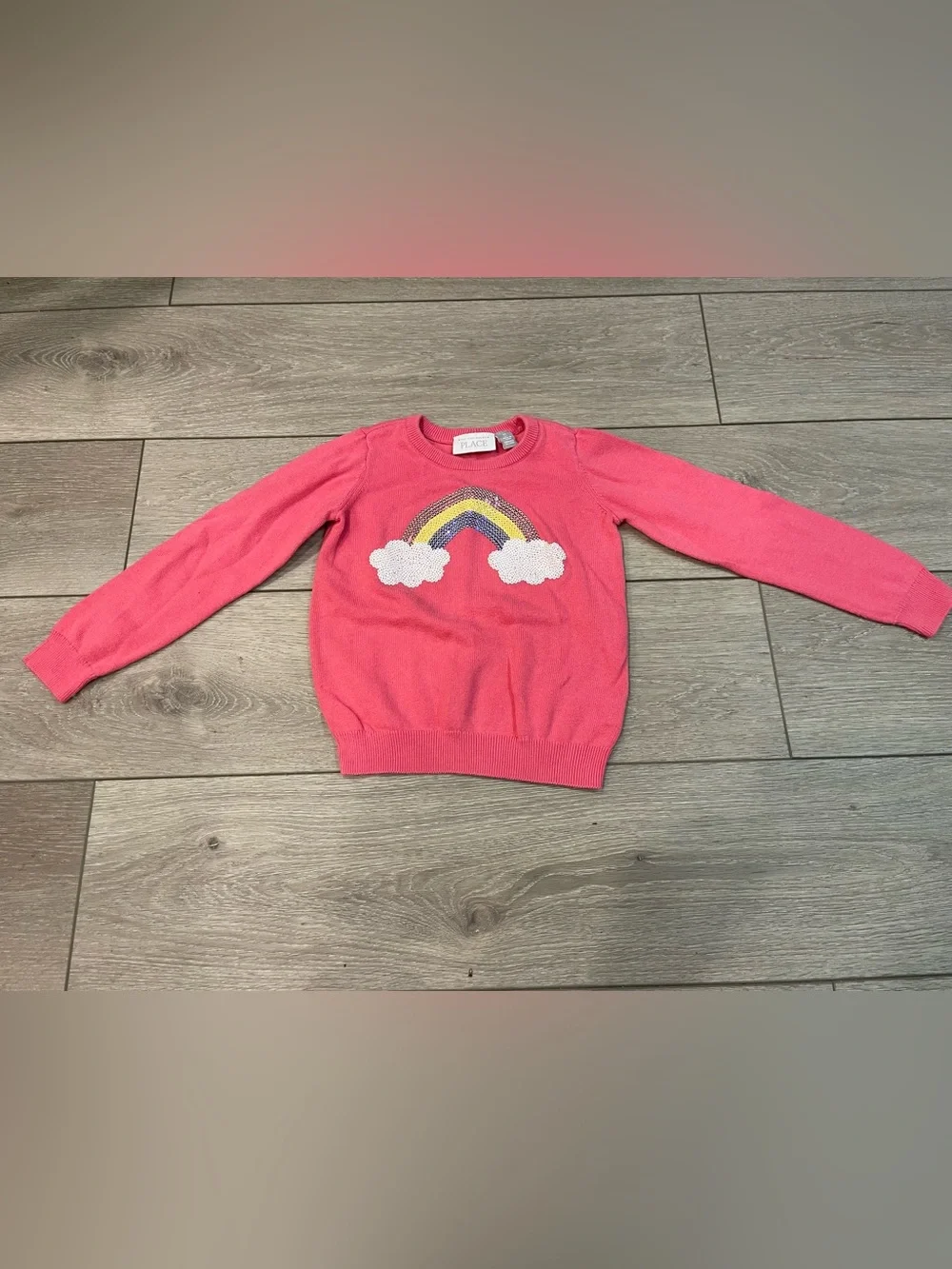 Girls Pink Rainbow Pullover Sweater